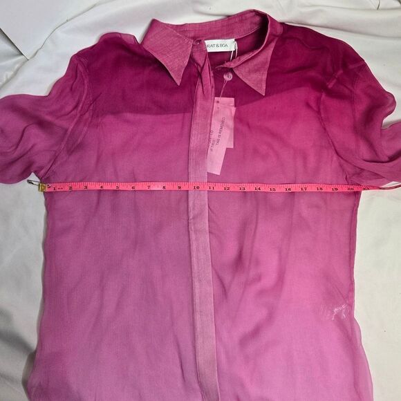 NEW Rat & Boa ombre pink sheer Diaz oversized chiffon‎ blouse XXL - Picture 9 of 11
